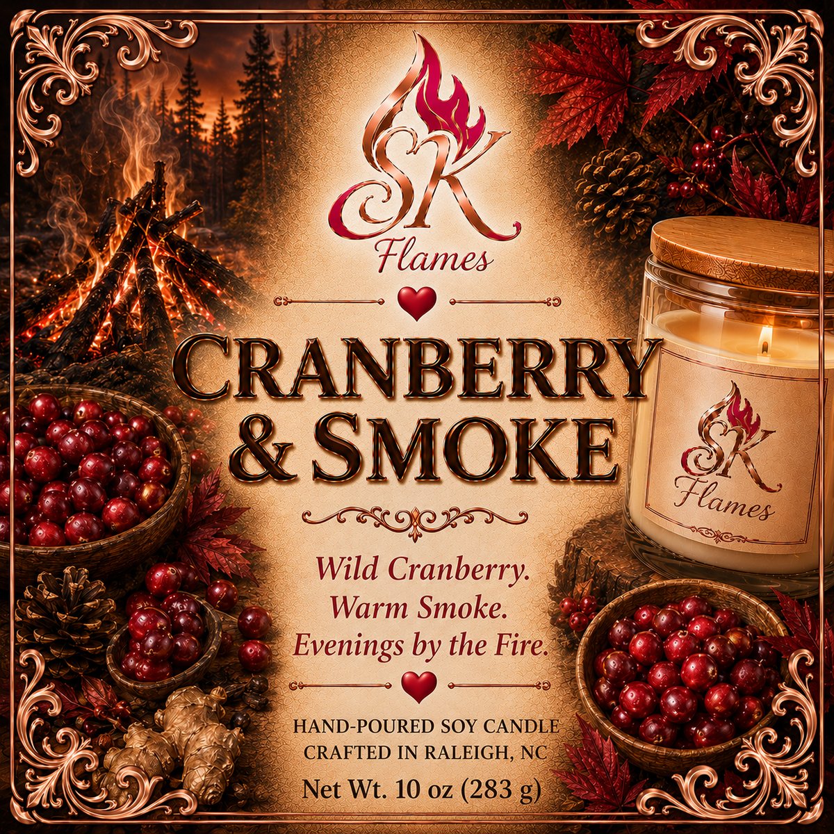 Cranberry & Smoke soy candle
