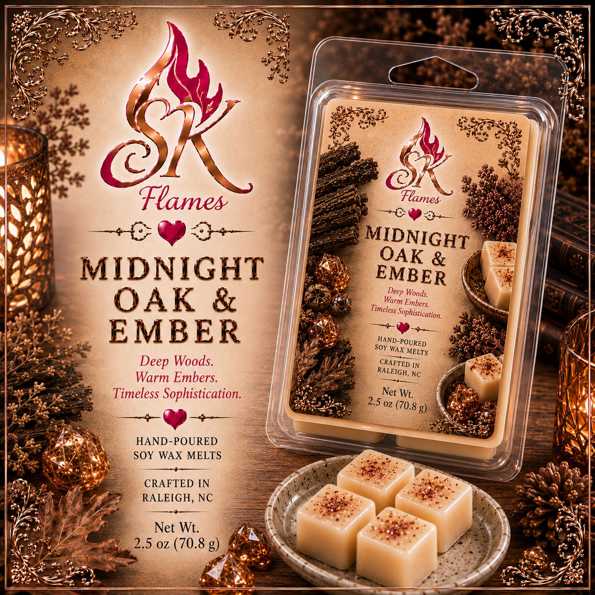 Midnight Oak & Ember wax melts