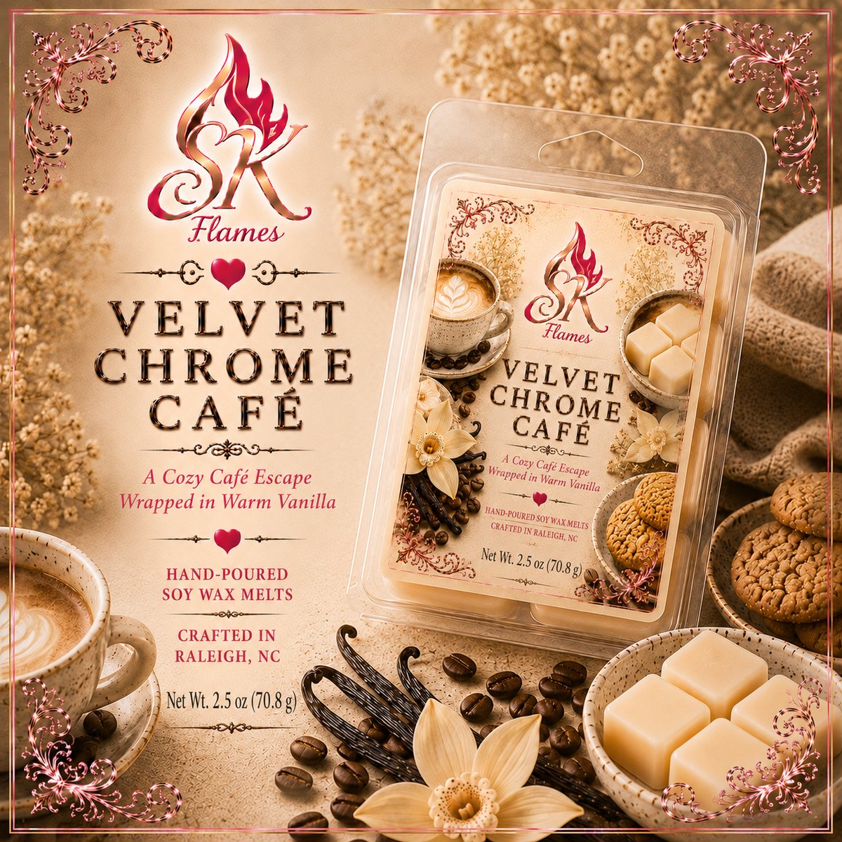 Velvet Chrome Café wax melts